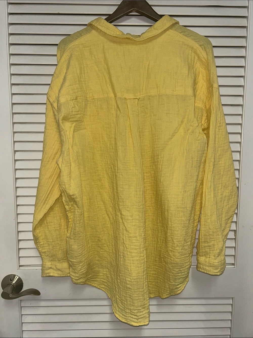 Lightweight Yellow Button-Up Gauze Shirt - Picture 3 of 4